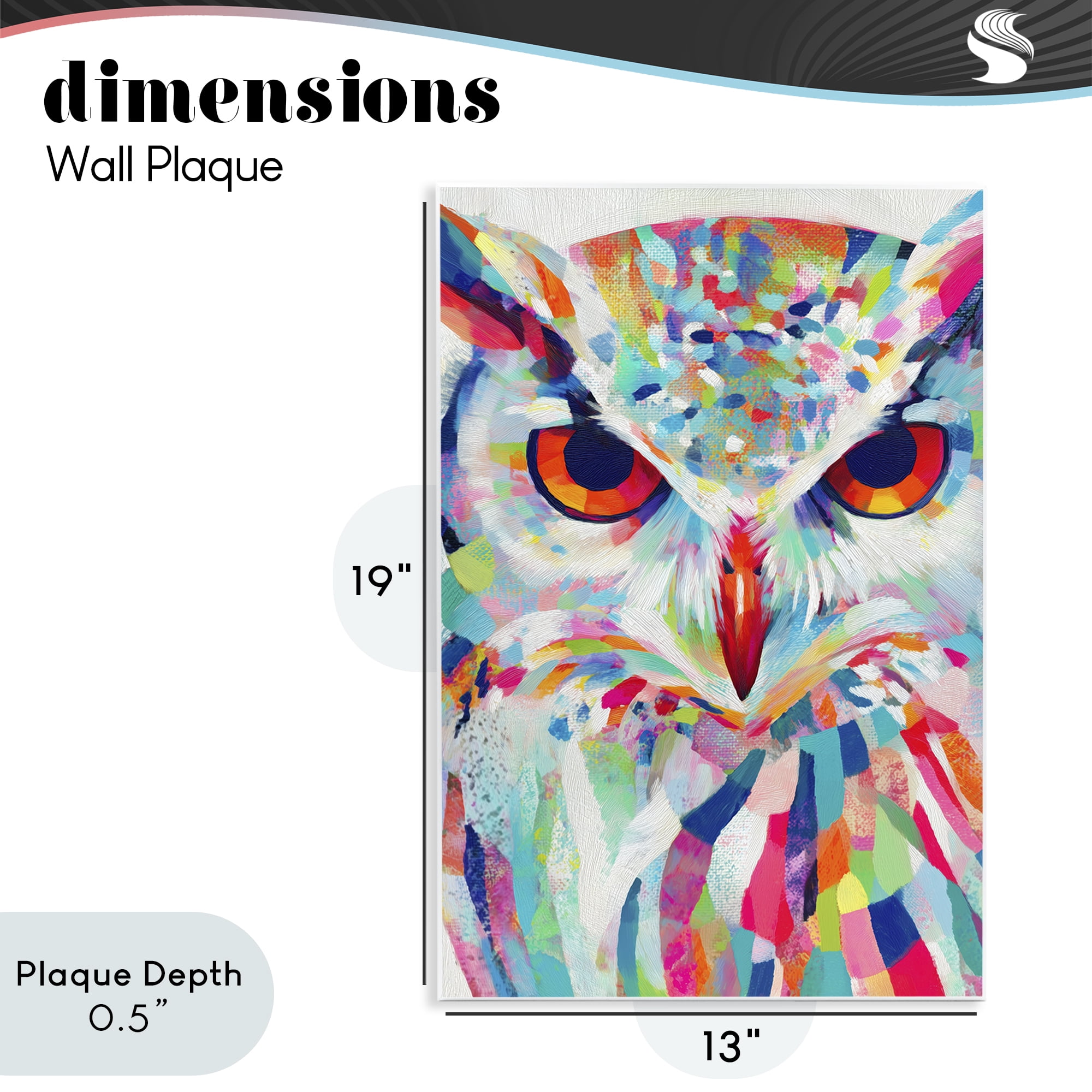 Stupell Industries Expressive Owl Gaze Wall Plaque Art, design by Chromatic Storm Studio