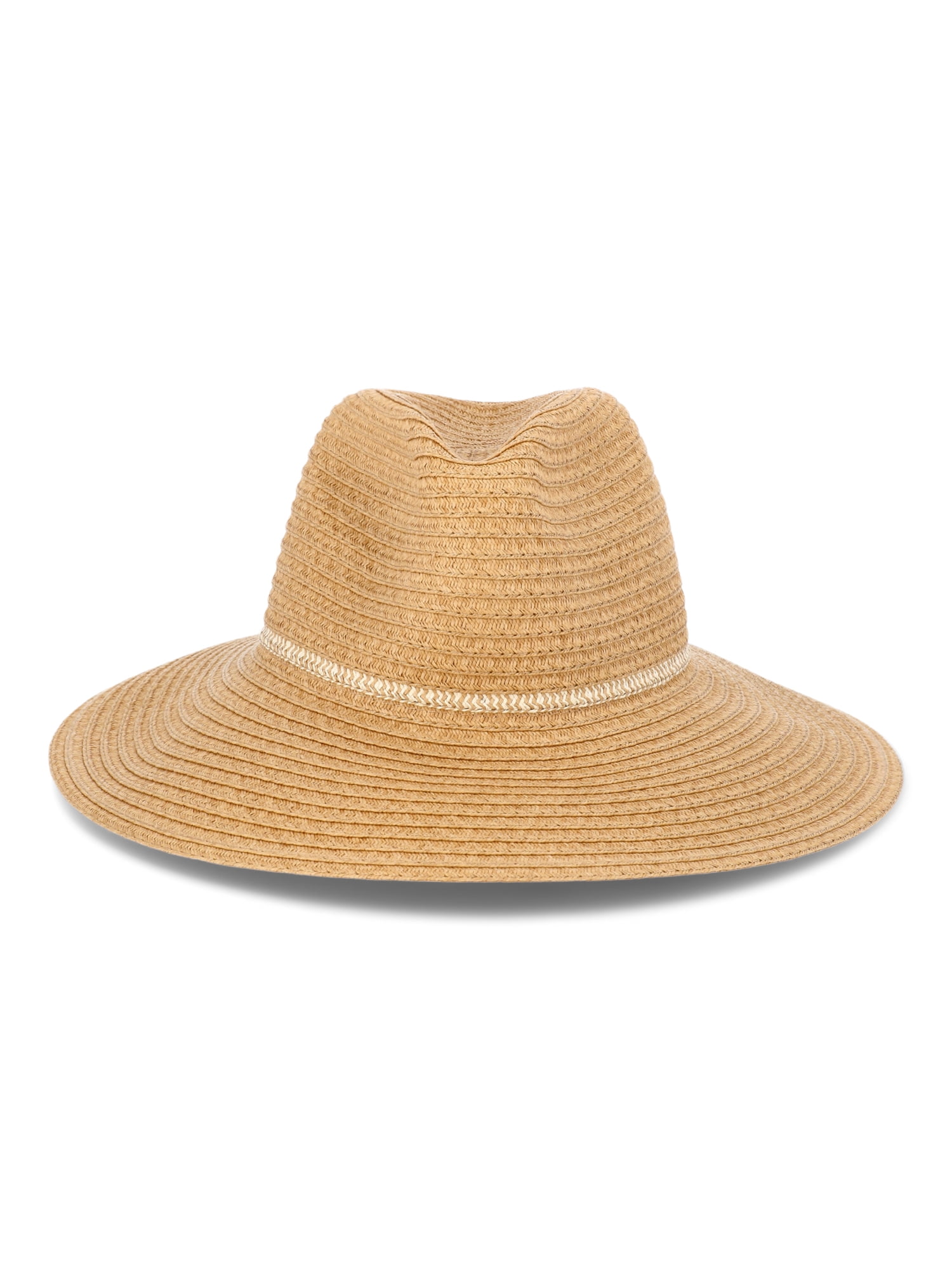 Time and Tru Women’s Wide Brim Mix Stripe Panama Hat, One Size Fits Most