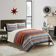 thumbnail image 2 of Lanco Reindeer 3 Piece Comforter Set with Sherpa Reverse, Bed Size: King, Flannel Print, Elk, Red/Blue, 2 of 5