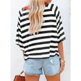 thumbnail image 5 of Tops for Women Striped Fashion T Shirts for Women Color Block Crewneck Design Loose Basic Tee, 5 of 6