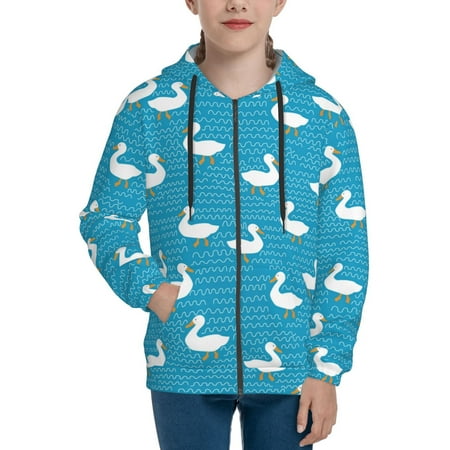 

Hoodies for Teen Girls Boys Classic Cute Duck Blue Long Sleeve Youth Kids Essentials Zip Up Hoodie Lghtweight Fashion Hoodies & Sweatshirts Jacket Fall Winter Outfits Tops