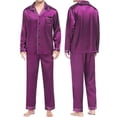 thumbnail image 2 of Lounge Sets Pants for Women Men' Casual Pyjama Long Sleeve Blouse Button Silk Satin Two Piece Suit Pant Pyjama Womens Pajama Sets Soft Sleepwear, 2 of 5