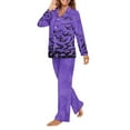 thumbnail image 2 of SEANATIVE Halloween Womens Button Up Pajama Sets Size XS Purple Bats Long Sleeve Women Pajamas Womens Button Up Pajamas Ladies Fall Winter Loungewear Set of 2 Jogger Outfits, 2 of 7