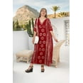 thumbnail image 4 of HAPPY BAY Women's Summer Caftan Maxi Boho Sleepwear Loungewear Dashiki House Dresses for Women 2X-3X Maroon, Sun, 4 of 5