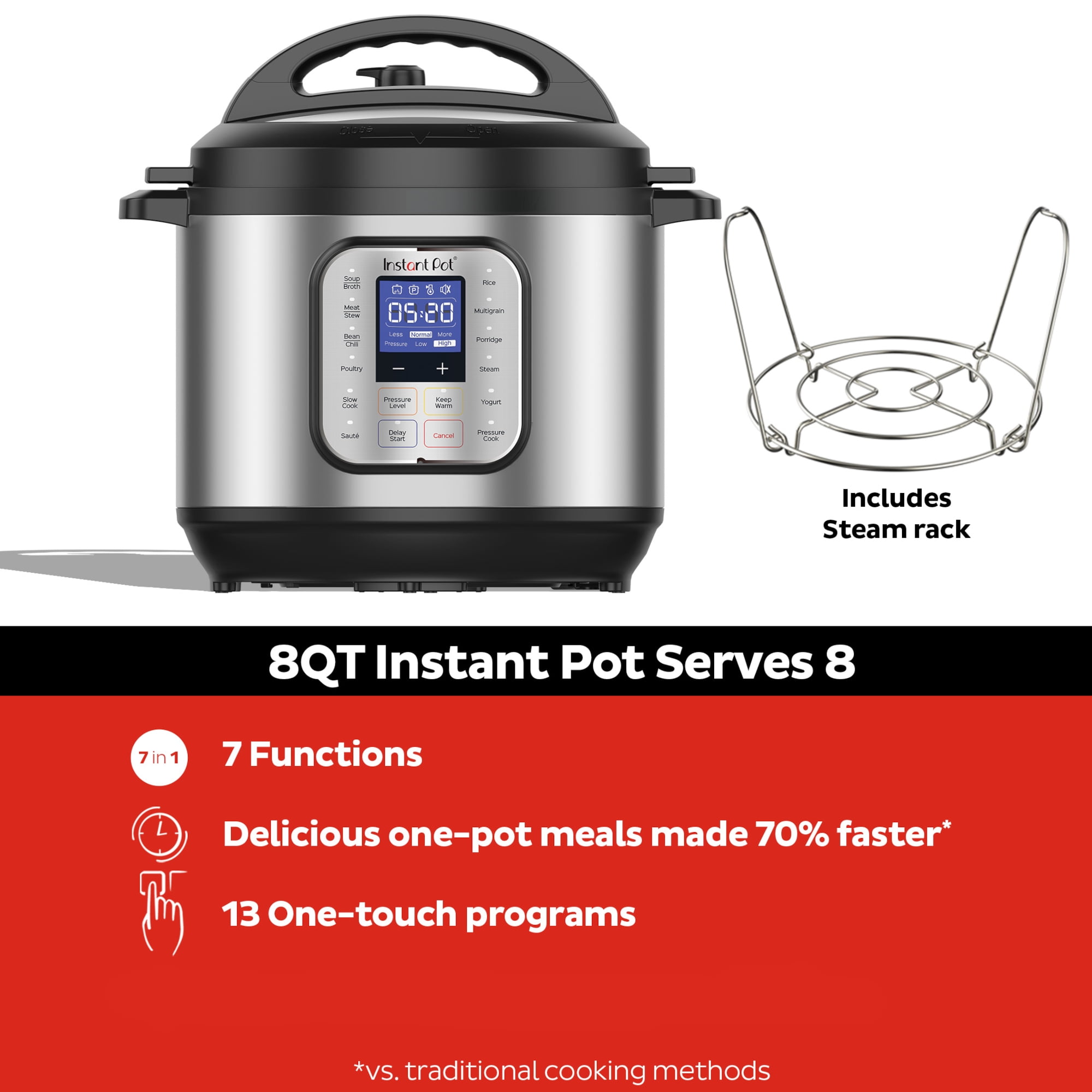 Instant Pot IP-Duo80 8 Quart 1200w 7-in-1 Programmable Pressure Cooker New  673090840469