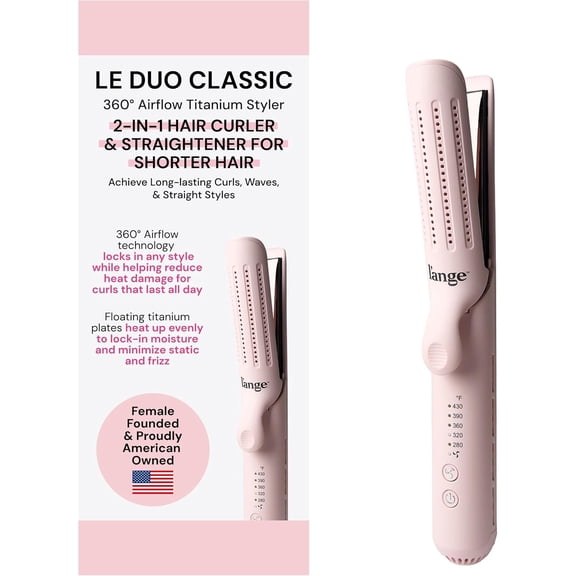 L'ange Hair Le Duo 360 Airflow Styler, Titanium Flat Iron Hair Straightener (Blush)