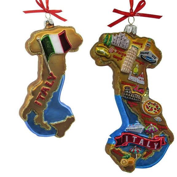 Kurt S. Adler 5.5-Inch Glass Italy Map Ornament