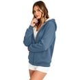 thumbnail image 6 of felwors Long Sleeve Sherpa-Lined Zip-Up Hoodie with Balloon Sleeves Oversized Fleece Sweatshirt for Women Winter Warm Casual Navy for Size XL, 6 of 6
