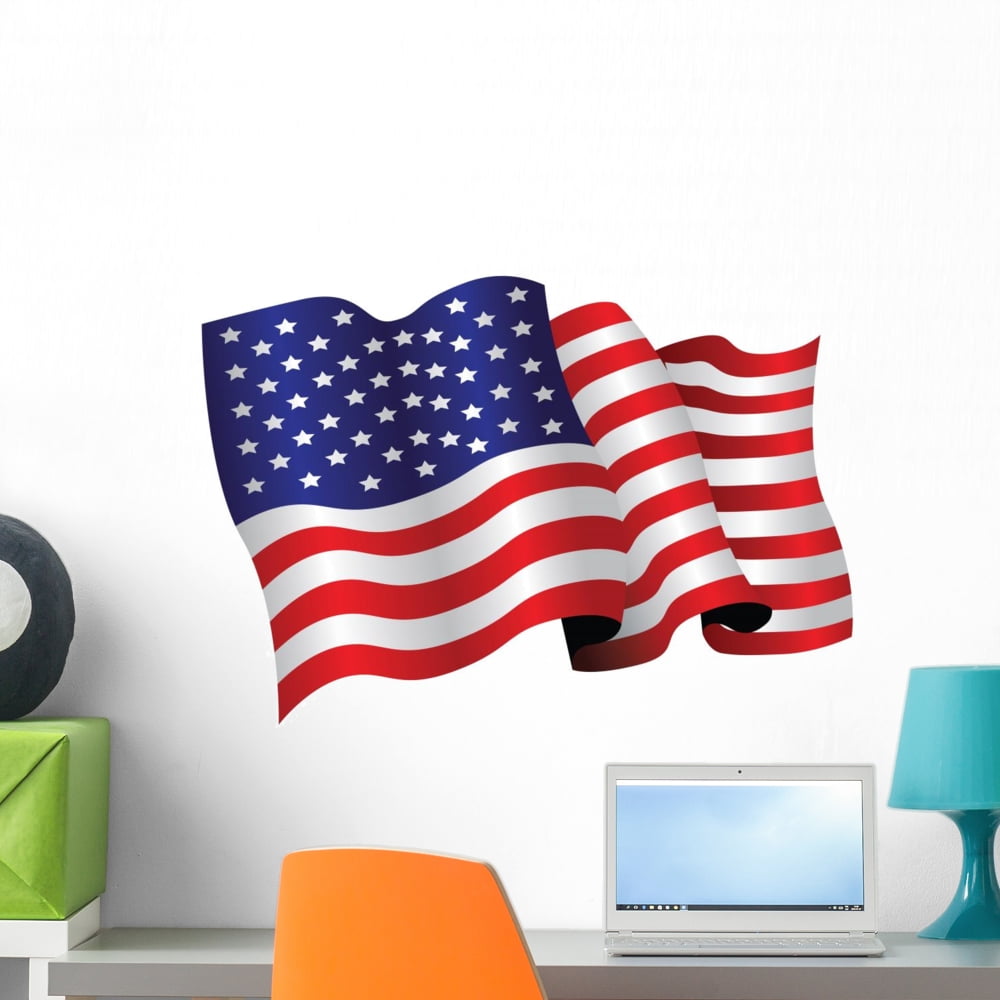 American Flag Wall Decal by Wallmonkeys Peel and Stick Graphic (24 in W