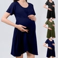 thumbnail image 1 of Sentmoon Robe de Séance de Maternité à Col Rond, Couleur Unie, Robe de Style Professionnel Décontracté pour Femmes, Manches Courtes, Coupe Ample, Articles d'Été pour la Plage, Robes de Printemps pour Femmes pour le Travail et le Bureau, Vert P, 1 of 8