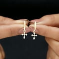 thumbnail image 6 of Rosec Jewels - Lab Diamond Cross Drop Earrings with Screw Back - Christian Faith Earrings for Women - EF-VS Quality, 10K Yellow Gold, 6 of 9