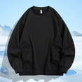 thumbnail image 2 of AWZXDE Men's Drop Shoulder Sweatshirt with Patch Pocket, Oversized Casual Pullover, Solid Color Crewneck Long Sleeve Top Black,L, 2 of 8
