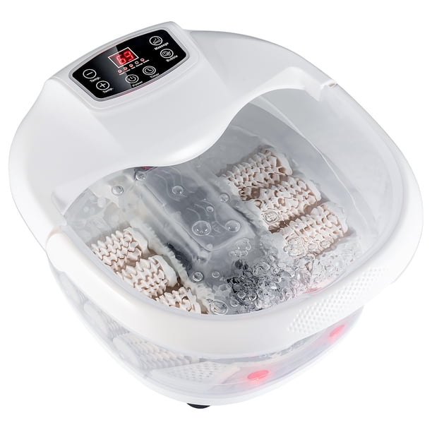 Costway Foot Spa Bath Tub w/Heat & Bubbles & Electric Massage Rollers