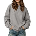 thumbnail image 3 of Loose Fit Hoodie for Women,Oversized Solid Color Long Sleeve Pullover Casual Basic Sweatshirts,Campus School Daily Wear, 3 of 6