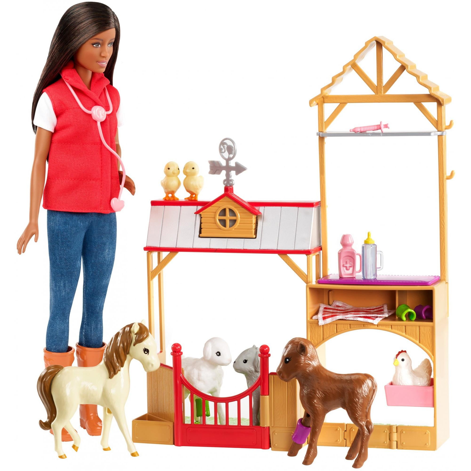 Barbie Career Doll and Accessories Farmer Chicken and Chicken Coop 