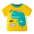 thumbnail image 1 of Gibobby Blusas Para Niñoses Niños pequeños bebés niños niñas verano dibujos animados dinosaurio manga corta cuello redondo camisetas Tops ropa para niños trajes(Amarillo, 5-6 Años), 1 of 5