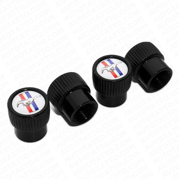 4x Universal Fit Mustang Car Wheels Tire Air Valve Caps Stem Dust Cover Gift BLK