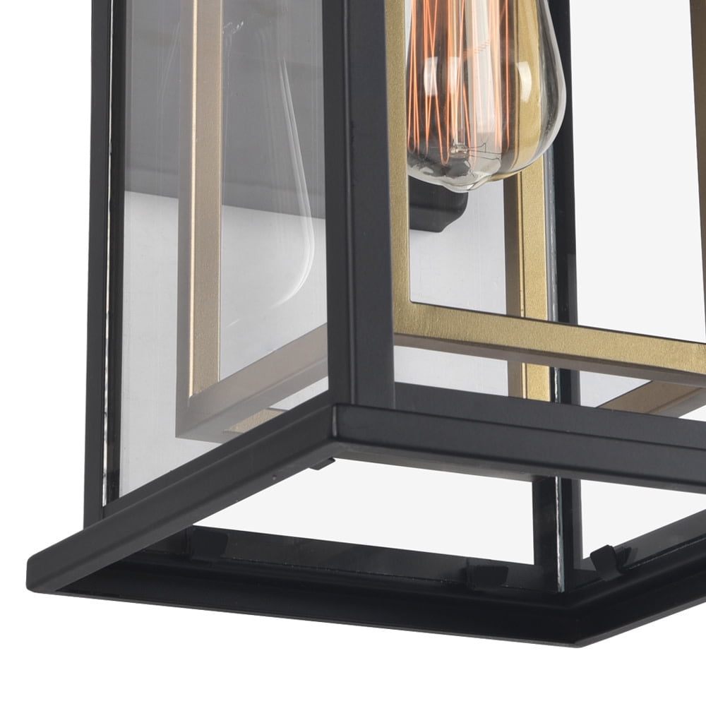 Hayward 1-Light Indoor/Outdoor Wall Light with Clear Glass, Dimmable, Black and Gold Finish – Design House, 588707-BGD