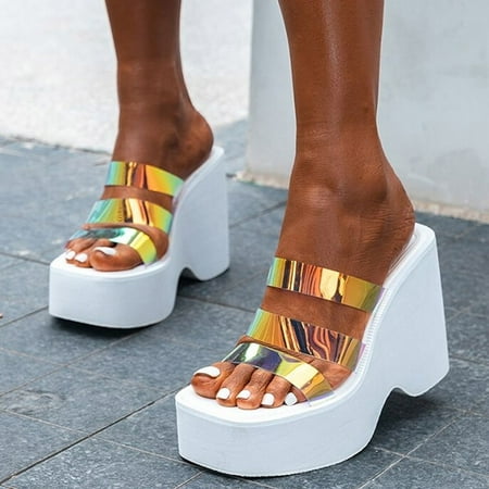 

PhoneSoap Fashion Summer Women Sandals Platform Wedge Heel High Heel Open Toe Style White