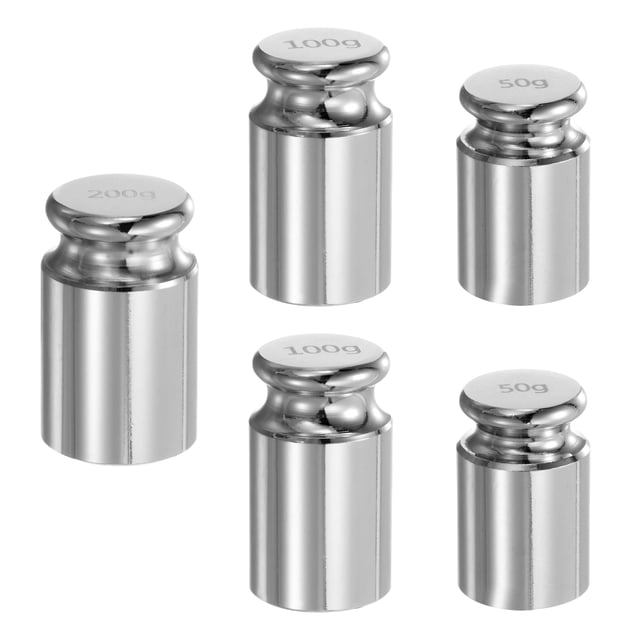Unique Bargains 5pcs Gram Calibration Weight Set 50g 100g 200g M1 Precision Chrome Plated Steel
