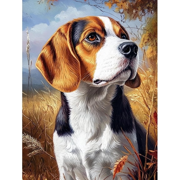5D Brown Beagle Diamond Art 12x16 Inch Full Drill Diamond Painting Kits for Adults & Beginners - DIY Art Crafts for Relaxation and Home Wall Decor 456A