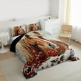 thumbnail image 2 of Manfei Western Farm Horse Queen Comforter Set,Xmas Red Berry Bedding Sets,Merry Christmas Bedding Comforter Set For Boys Girls,Microfiber Bedroom Decor Reversible,3 Pieces, 2 of 7