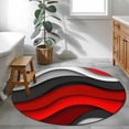 thumbnail image 3 of Round Rugs 3.3Ft, Red Grey Ombre Round Area Rug Washable Indoor Throw Carpet, Geometric Art Modern Moire Abstract Soft Non Slip Circle Rug for Laundry Room Patio Home Decor Aesthetic, 3 of 8