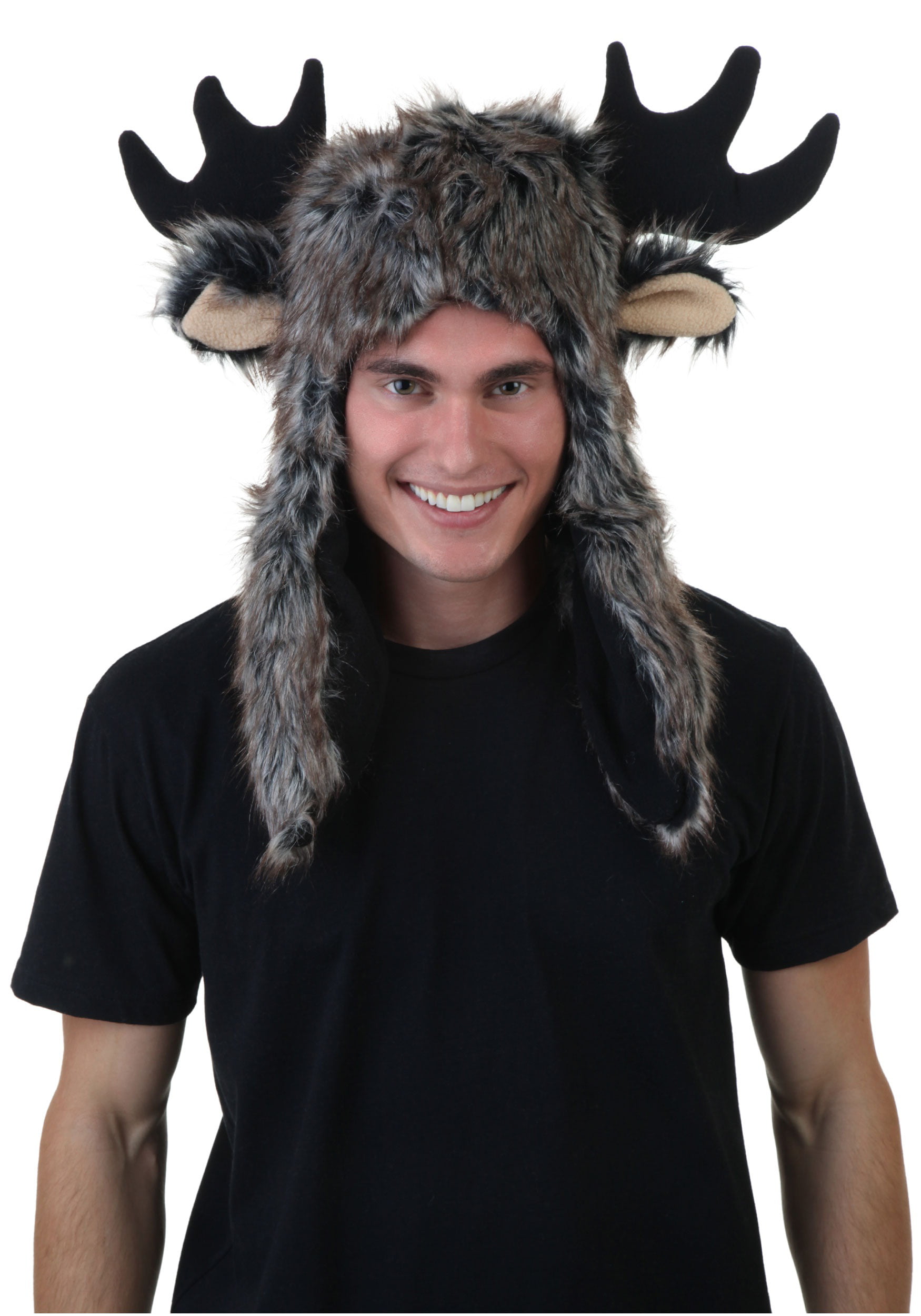 Moose  hat cap realistic pretend fur adjusts to fit all moose with horns Alaska 