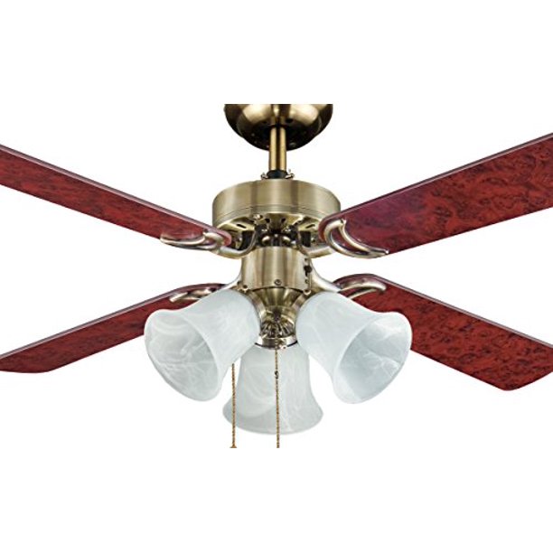 Fj World L42018 Antique Brass Stunning Ceiling Fan With 4 Blades 42 3 Lights And Free Remote Com Fj World L42018 Antique Brass Stunning, Brass Ceiling Fans With Lights And Remote