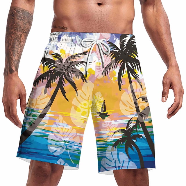Men's Summer Casual Swim Trunks American Flag Beach Shorts