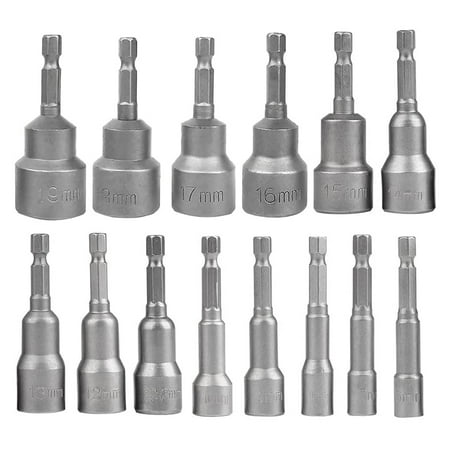 

5\-12mm Hexagon Nut Driver Drill Bit Socket Screwdriver Wrench Set Drill Bit Adapter for Electric Screwdriver Handle Tool 14Pcs