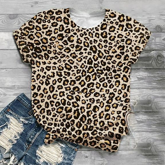 Taylonsss Women's Fashion Cute Leopard Print Pullover Casual Bottom Shirt Top