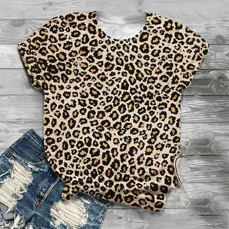 

TZNBGO Women S Summer Tops Fashion Cute Leopard Print Pullover Casual Bottom Shirt Top Women Blouses And Tops Fashion Bra Tops For Women Gold Tops For Women373
