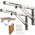 thumbnail image 1 of Soporte plegable para estantería, soporte plegable de pared de acero inoxidable de 12/300 mm, paquete de 2 soportes de consola plegables retráctiles de alta resistencia para banco de trabajo de, 1 of 5