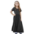 thumbnail image 3 of RXIRUCGD 2025 Vêtements d'Été pour Enfants Tout-Petits Filles Mignon Rayé Imprimé Manches Courtes Robe Extensible avec Poches Robe Longue en Ligne, 3 of 8