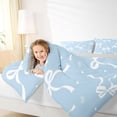 thumbnail image 3 of Manfei White Bow Light Blue Love Heart Twin Comforter Sets for Boys Girls, Cute Ribbon Bedding Set, Grey Reversible, 2pcs, 3 of 6