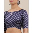 thumbnail image 5 of Navy Blue & Silver-Toned Woven Design Banarasi Celebrity Saree - 13704698, 5 of 5