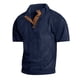 thumbnail image 1 of Playera Elvqul para Hombre Mayor Azul Marino Abotonada Cuello Mao Deportivas Liso Manga Corta Algodón, 1 of 6