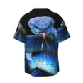 thumbnail image 2 of Vsdgher Blue Viper Snake Print Men's Wrinkle Free Untucked Cuban Shirt Business Casual Button Down Shirts Short Sleeve Shirt, 2 of 7