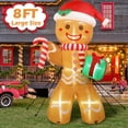 thumbnail image 2 of Hinchable navideño con forma de hombre de jengibre, 240 cm, con LED, 2 of 7