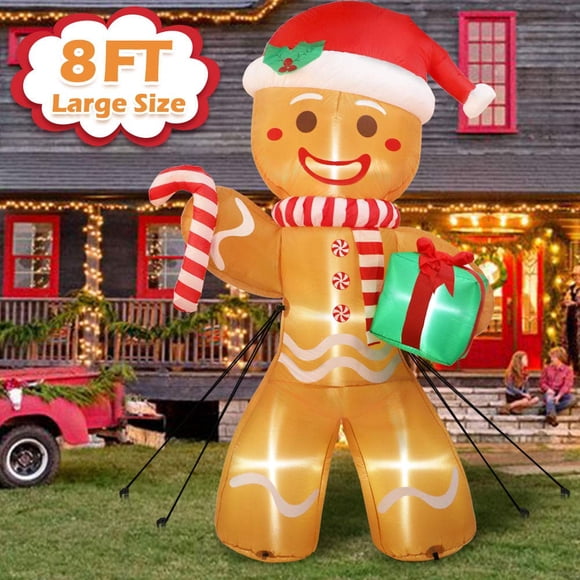 Gingerbread Man AerWo inflable navideño de 8 pies con LED
