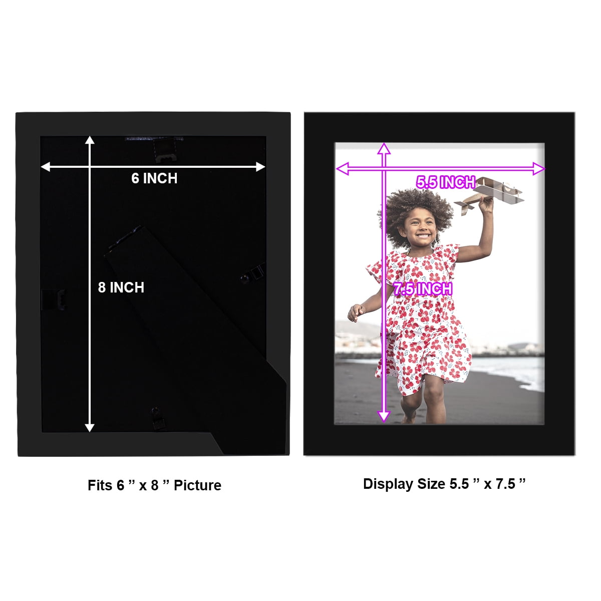 Modern Real Wood 6x8 inch Picture Frame in Black