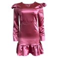 thumbnail image 2 of Women's Plus Size Ruffle Flounce Long Sleeve Peplum Bodycon Formal Midi Party Cocktail Pencil Dress, 2 of 8