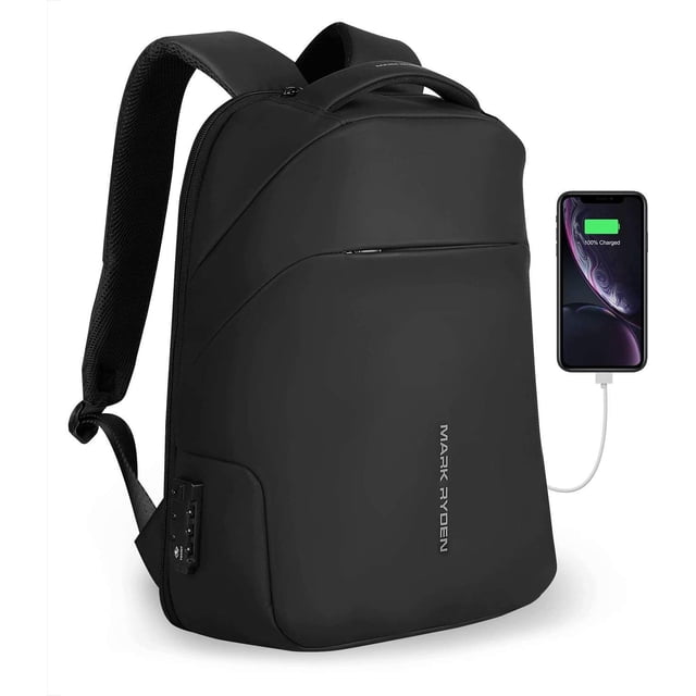 Mark Ryden Anti Theft Waterproof Backpack With Raincoat Black 15.6 Inch Laptop Bag