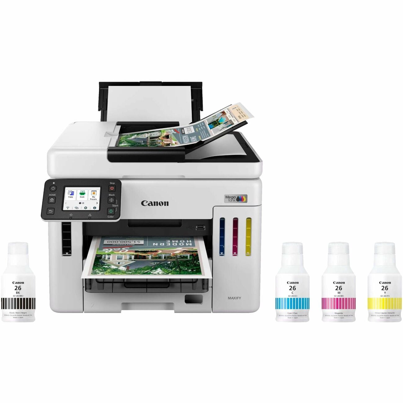 Canon MAXIFY GX7120 Wireless MegaTank Duplex All-in-One Inkjet Color Printer, Fax, White
