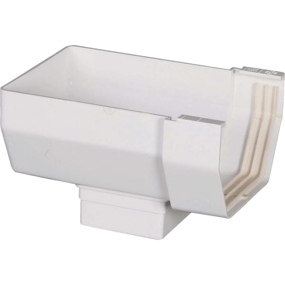 Amerimax Home Products Gutter End With Drop Outlet Contemporary Vinyl - Durable - 5 In, White