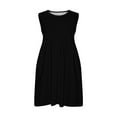 thumbnail image 4 of Ecqkame Girl's Summer Sleeveless Dresses Kids Casual Solid Color Cute Dress Vacation Sweet Beach Clothes Black 13 Years on Clearance, 4 of 5