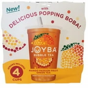 Joyba Bubble Tea 4 cups, 3 Flavors (Strawberry Lemonade, Mango Passion Fruit Green Tea, Rasberry Dragon Fruit Black Tea) 12 fl oz each