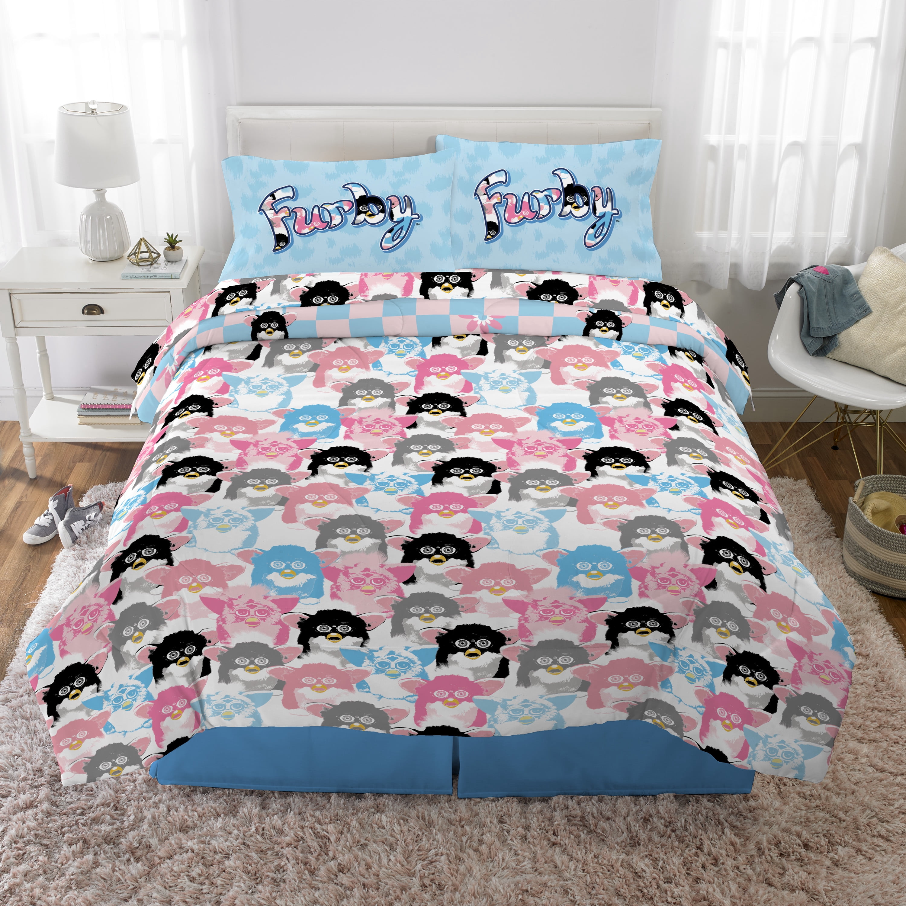 Furby Kids Full Bed in a Bag, 5Pc Bedding Set, Comforter and Sheets