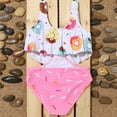 thumbnail image 4 of Gyratedream Girl Cute Two Piece Swimsuit V Neck Donut Print Wireless Bikini Set Bathing Suit Set, 4 of 8